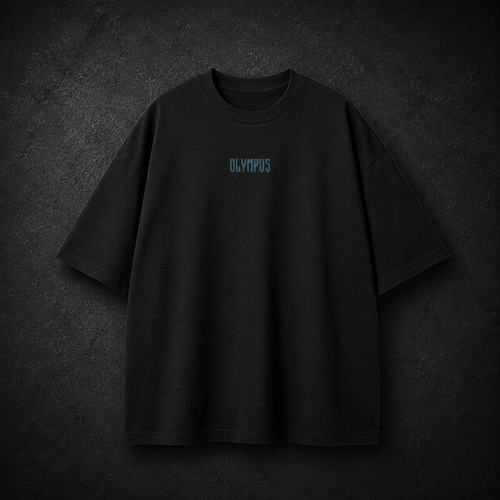Black OLYMPUS Elk heavyweight graphic tee front design