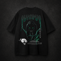 Black OLYMPUS Pantera heavyweight graphic tee back design green lightning panther graphic